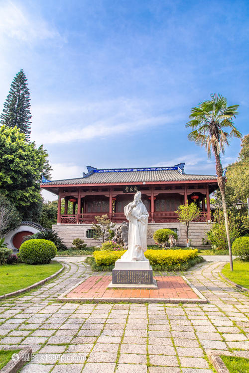 春天的福州西湖公園宛在堂